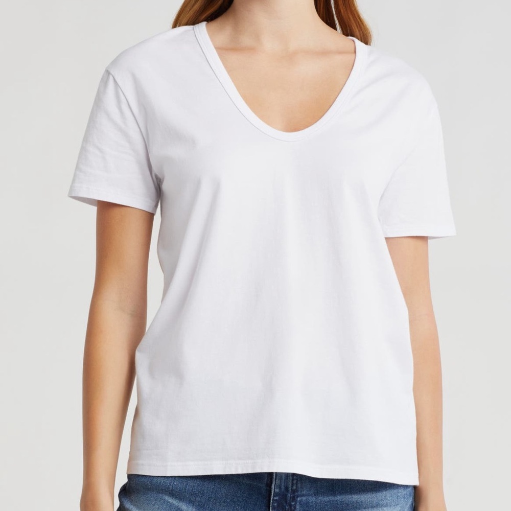 NEW ag Relaxed Fit U-Neck T-Shirt in White